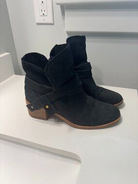 UGG Elora Black Suede Ankle Boots